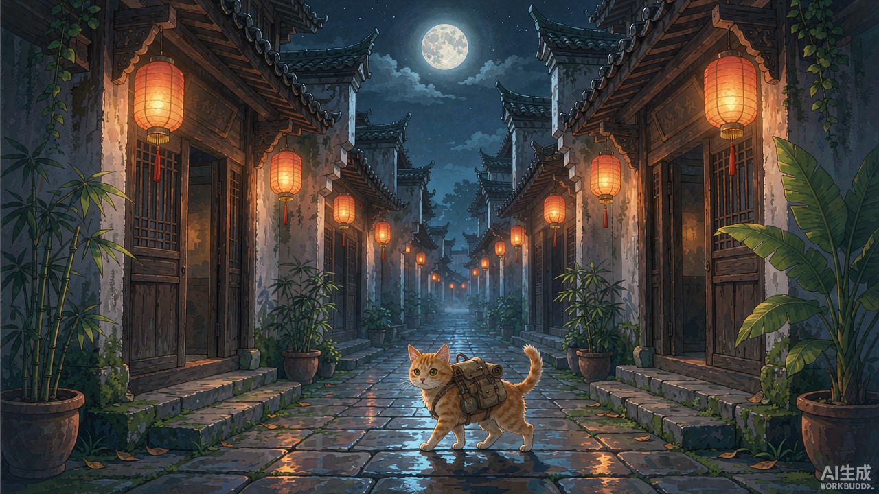 深夜出发旅行的橘猫