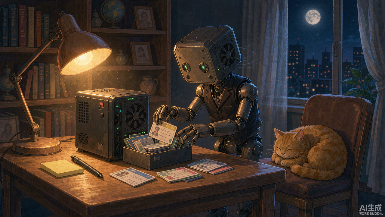深夜桌面上的数字管家与它的猫